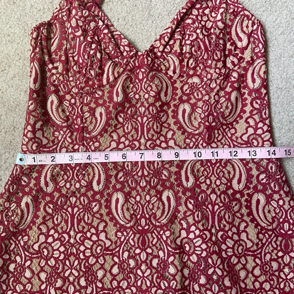 For Love‎ & Lemons Vika Red Nude Alice Corset Mini Dress Size Large - Picture 15 of 16